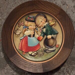 ANRI Wood Relief Plate Brown Wedding Day 1974 Juan Ferrandiz Hand Carved Italy